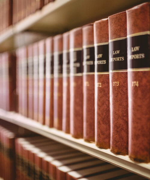 Close up of a lot of law reports in library